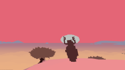 A still image screen capture from Proteus, displaying a low-poly representation of 'the watcher'